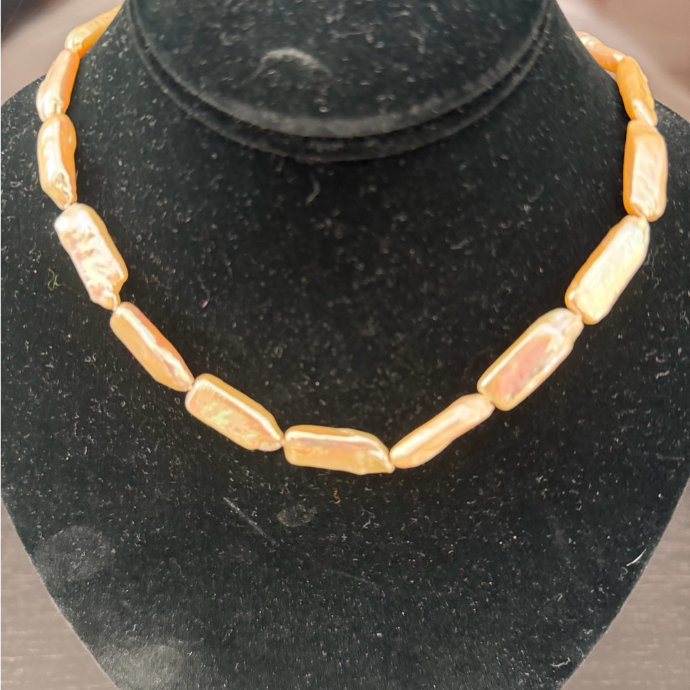 Peach Bar Freshwater Pearl Necklace - Unbranded